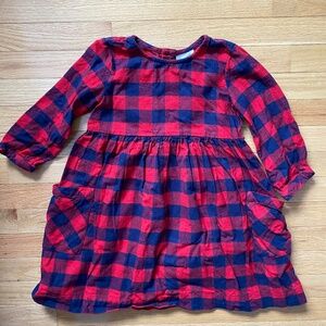 Hanna Andersson navy-and-red flannel dress